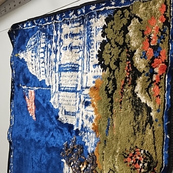 Vintage JFK Co Collectors Tapestry American Flag USA Capitol Velvet Tapestry - Picture 11 of 12